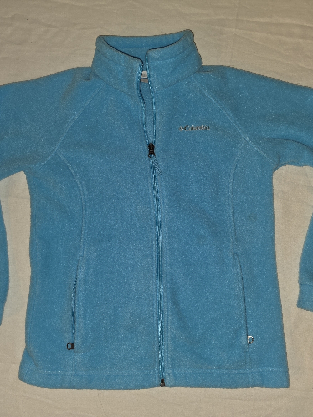 Columbia Fleece Jacket in Bright Turquoise with Gray Tag